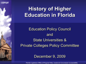 History of Higher Education in FLorida 2009
