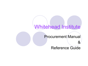 Procurement Manual - Whitehead Institute for Biomedical Research