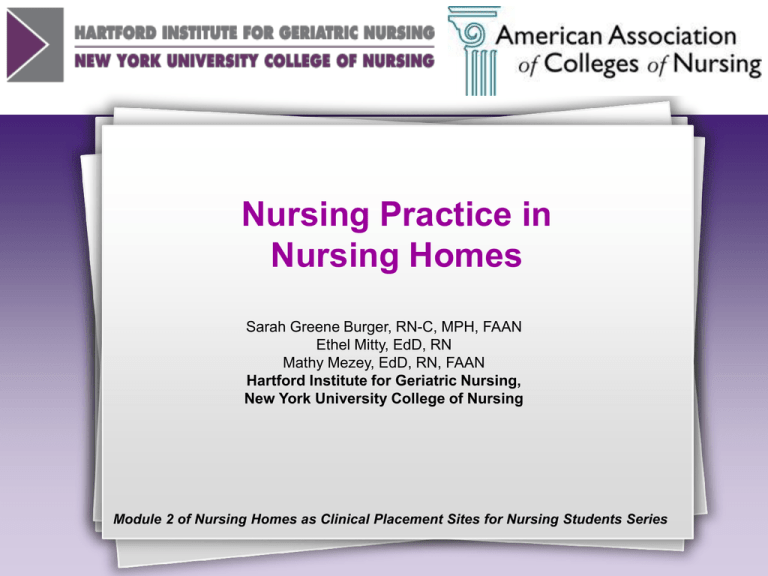 Module 2. Nursing Practice in Nursing Homes