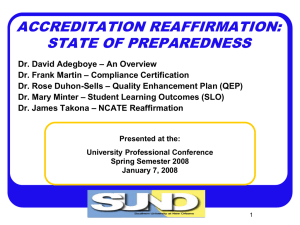 accreditation reaffirmation: state of preparedness