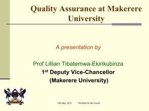 Quality Assurance at Makerere University: Focus on Teaching and