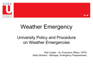 Weather Emergencies - Vice-President Finance and Administration