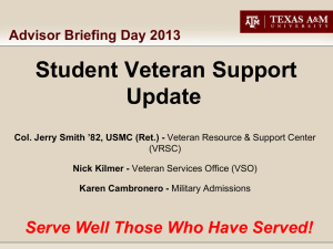 Student Veteran Support - University Advisors and Counselors
