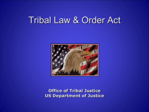Tribal Law and Order Act - Federal Advisory Committee on Juvenile