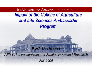 Impact of the College of Agriculture and Life Sciences Ambassador
