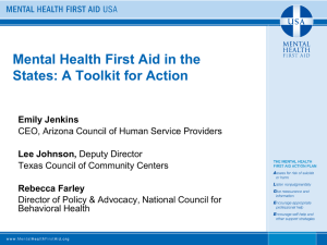 MENTAL HEALTH FIRST AID - National Council for Behavioral Health