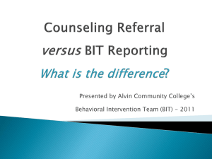 Counseling Referrals vs. BIT Reporting