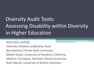 Diversity Audit Tools: Assessing Disability within Diversity