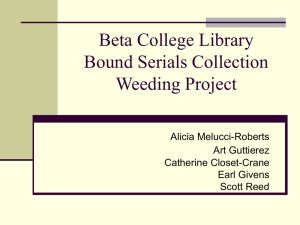 Beta College Library Bound Serials Collection Weeding Project