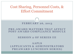 Cost Sharing, Personnel Costs, and Effort Commitment
