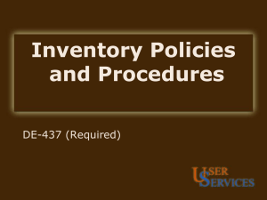 Physical Inventory Policies and Procedures