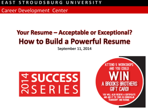 Your Resume - East Stroudsburg University