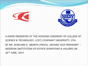 PRESENTATION AT THE HOODING CEREMONY OF CST