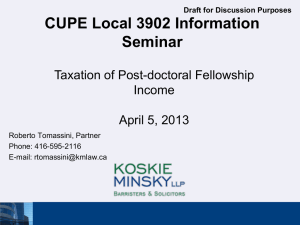 Taxation of Post-doctoral Fellowship Income