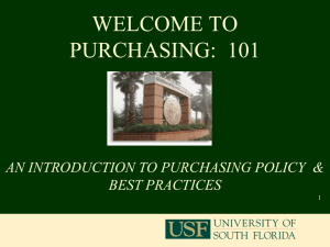 Purchasing 101 - USF Health - University of South Florida