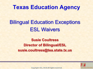Bilingual Education Exceptions ESL Waivers