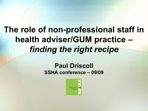 The role of non-professional staff in health adviser/GUM practice