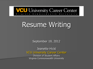 Resume Writing - Virginia Commonwealth University