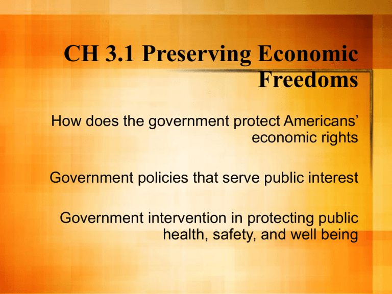 CH 3 1 Preserving Economic Freedoms