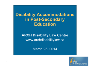 Disability Accommodations in Post Secondary Institutions