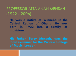 PROFESSOR ATTA ANAN MENSAH (1922 -2006)