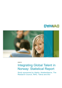 Integrating Global Talent in Norway: Statistical Report, DAMVAD 2013