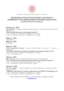 SEMINARS IN HEALTH ECONOMICS AND POLICY WORKSHOP
