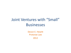 Joint Ventures in Small Business Contracting Programs