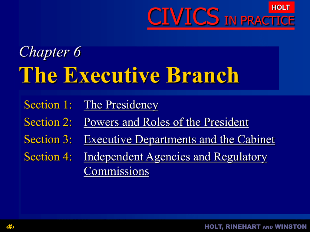 The Executive Branch Worksheet