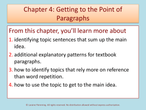 Chapter 4: From Topics to Topic Sentences