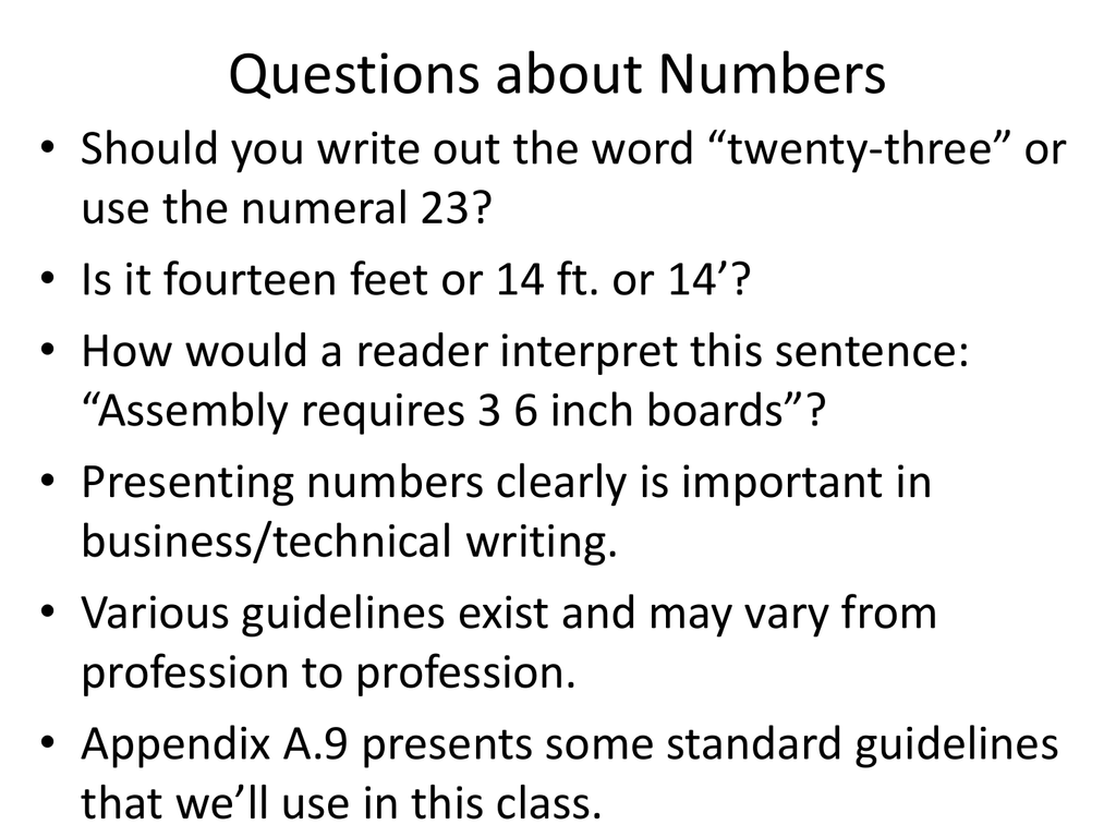 Appendix A:16 Using Numbers Correctly