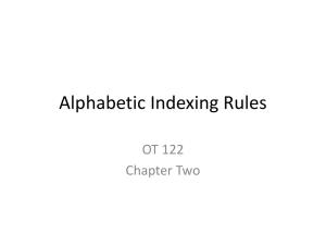 Alphabetic Indexing Rules