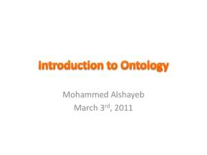 Introduction to Ontology - Department of Computing and Software