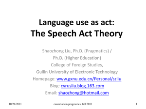 Language use as act: The Speech Act Theory