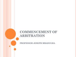 COMMENCEMENT OF ARBITRATION