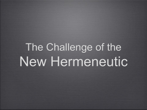 the challenge of the new hermeneutic