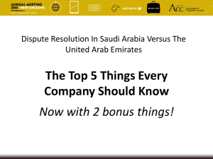 Program Material: Dispute Resolution in Saudi Arabia and the UAE