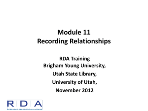 Module 11 - Recording Relationships - Byu