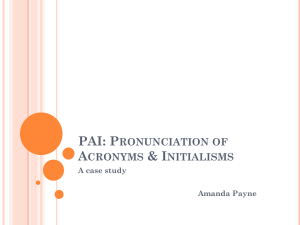 PAI: Pronunciation of Acronyms & Initialisms