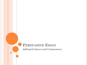 Persuasive Essay Evidence and CM