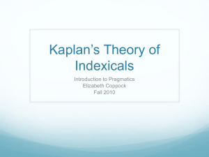 Kaplan`s theory of indexicals