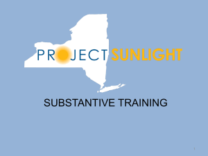 NYS Project Sunlight Substantive Training Power Point
