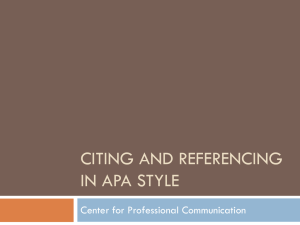 Citing & Referencing in APA Style