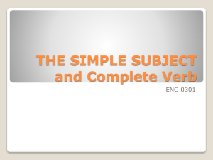 THE SIMPLE SUBJECT and Complete Verb
