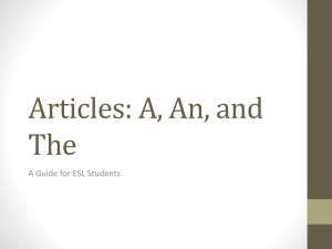 Articles: A, An, and The