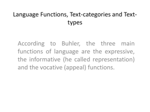 Language Functions, Text-categories and Text-types