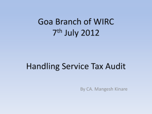 Goa Branch of WIRC 7th July 2012 Handling Service Tax Audit