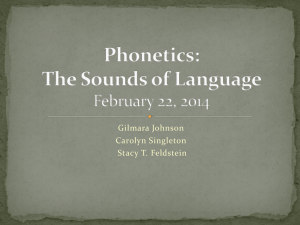 Phonetics- The Sounds of Language FEB 22