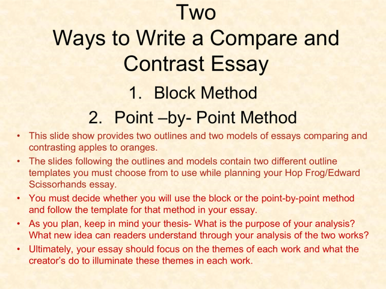 patterns of organization comparison and contrast essay
