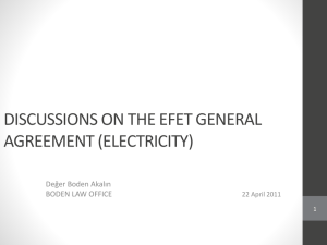 Discussions On The Efet General Agreement (Electricity)